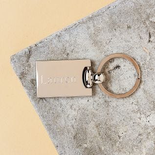 Rectangle Engraved Name Metal Keyring