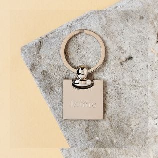 Square Engraved Name Metal Keyring 