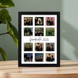 12 Photo Collage Framed Print - Central Text