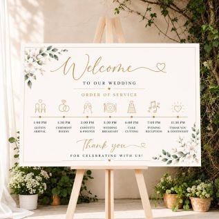 personalised order of the day sign on an easel