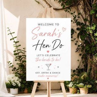 personalised hen do welcome sign