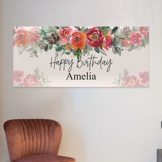 Red Floral Personalised Banner