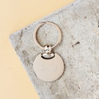 Round Engraved Name Metal Keyring