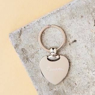 Heart Engraved Name Metal Keyring