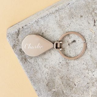 Teardrop Engraved Name Metal Keyring
