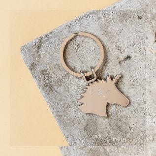 Unicorn Engraved Initials Metal Keyring