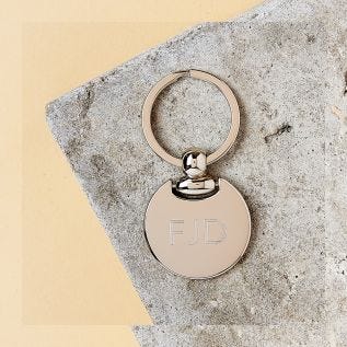 Round Engraved Initials Metal Keyring
