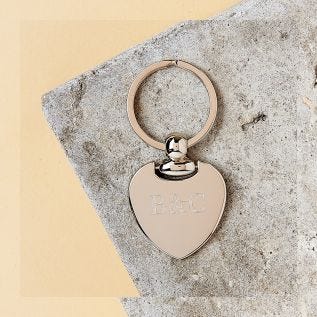 Heart Engraved Initials Metal Keyring