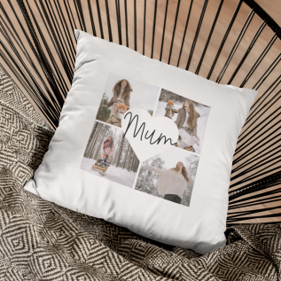 Mum Heart Collage Photo Cushion