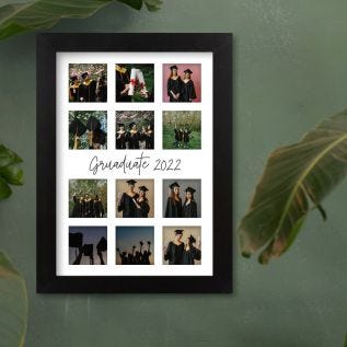 12 Photo Collage Framed Print - Central Text