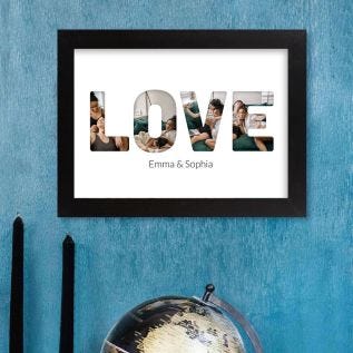 Love Collage Letters Framed Print