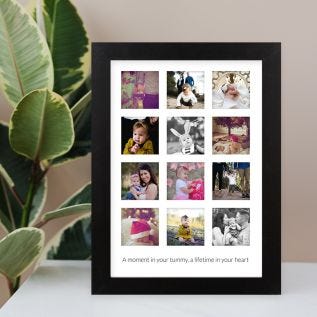 12 Photo Collage Framed Print - Bottom Text
