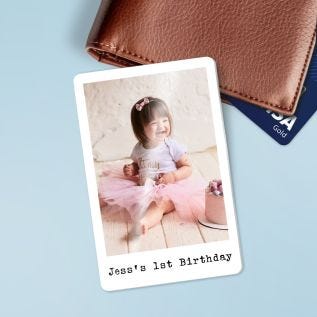 Metal 1st Birthday Photo Wallet Card   