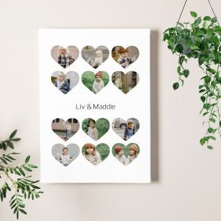 Heart Collage Canvas Print - With Text