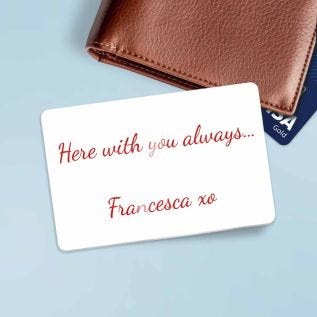 Personalised Text Metal Wallet Card
